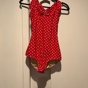 Red polka dot 50’s inspired swim costume